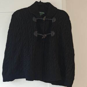 Black Cable Knit Toggle Sweater